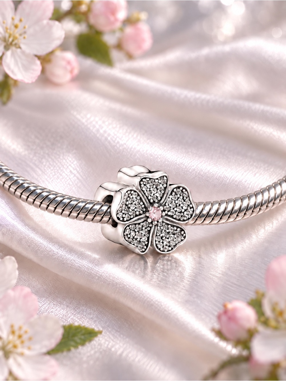 Apple Blossom Sparkling Flower Charm